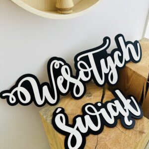 Napis Wesołych Świąt cz/b